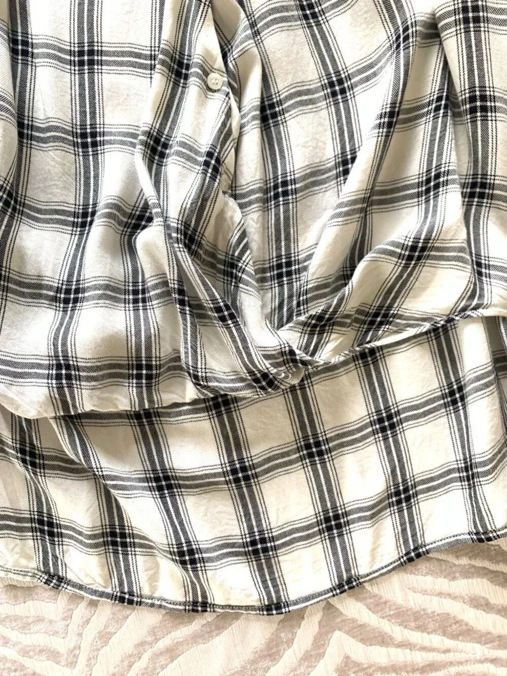 a.n.a A New Approach Plaid Faux-Wrap Long Sleeve Draped Blouse Size XLarge